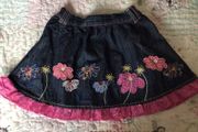 Girls M&amp;S Autograph denim skirt with floral embroidery