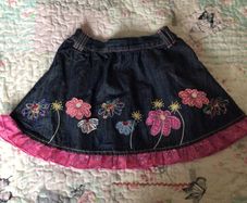 Girls M&S Autograph denim skirt with floral embroidery