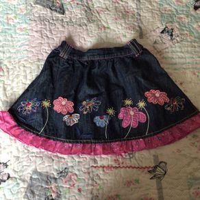 Girls M&S Autograph denim skirt with floral embroidery