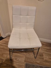 4 Beautiful White and Chrome Chairs