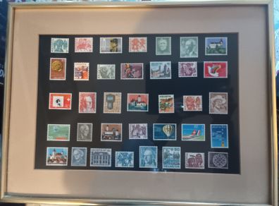 Vintage Framed Postage Stamps of Switzerland - 1979
