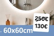 LED Bathroom Mirror 60cm Round Makeup Ensuite Fog Free Demister Vanity Bright Light Dual LED Memory Function Touch Switch