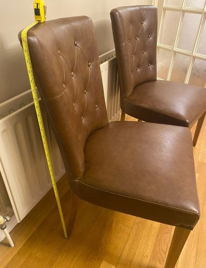 Westbury Rustic Oak Uph Chair - Tan Faux Leather (Pair)