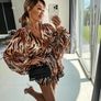 Set of oversize shirt + shorts with a brown tiger pattern Image 2