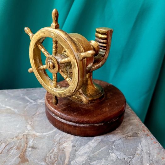 Mid-century nautical brass & teak nutcracker