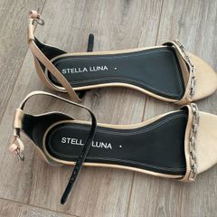 Stella Luna Crystal Embellished Flat Sandals - Champagne Gold - EU 39