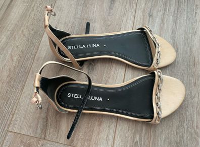 Stella Luna Crystal Embellished Flat Sandals - Champagne Gold - EU 39