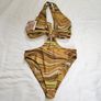 Oh Polly Gold Marble Print Cutout Swimsuit Image 2