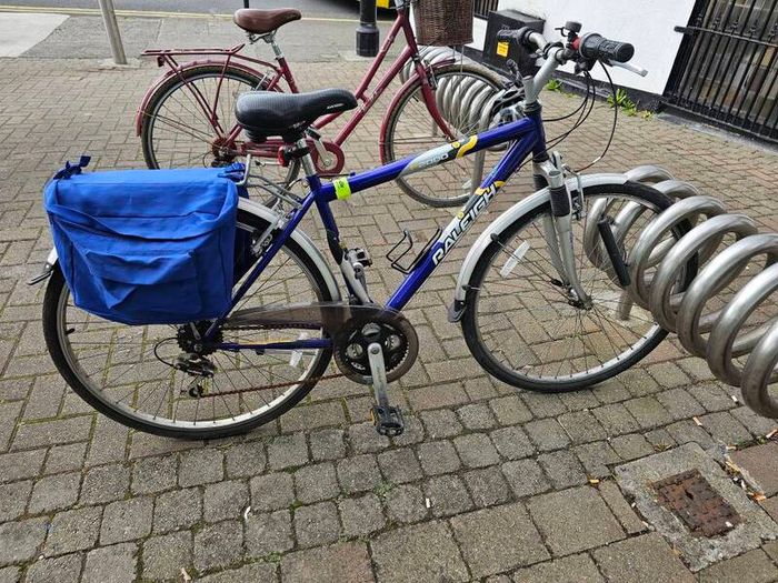 Hybrid bike with many accessories.