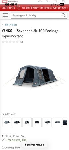 Brand new Vango savannah air 400 and Vango tent carpet