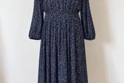 Joules navy star print midi dress, size UK 10