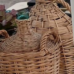 Vintage Wine Bottles with Wicker Basket