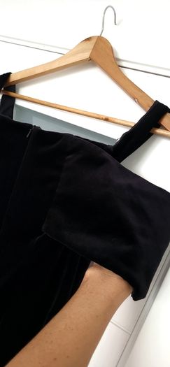 VINTAGE Official black velvet bow bardot Sz 12UK ( Fit 8-10UK)