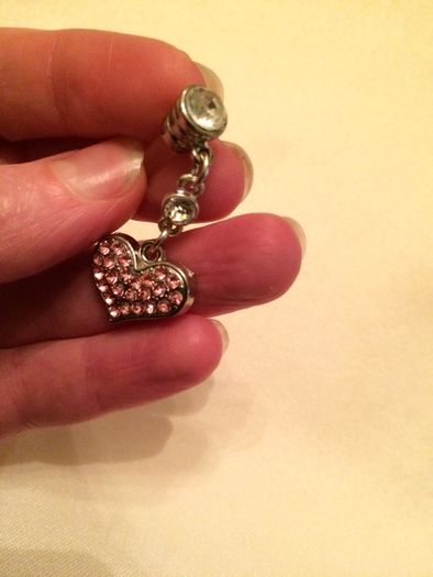 Brand new pink diamond heart phone charm
