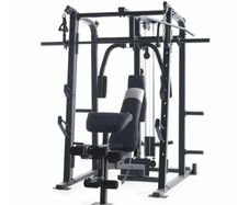 Smith machine rack with plate loaded cables