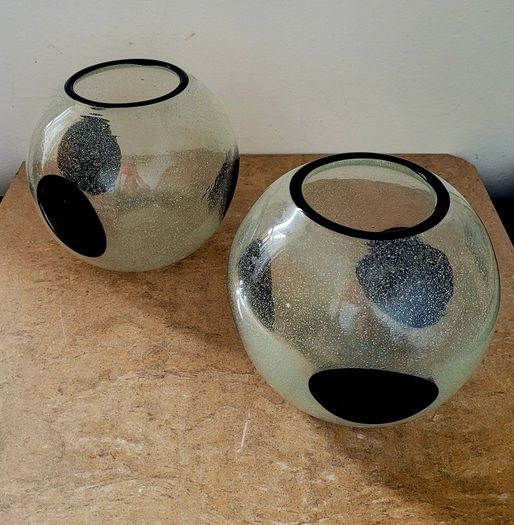 Vintage aventurine art glass vases