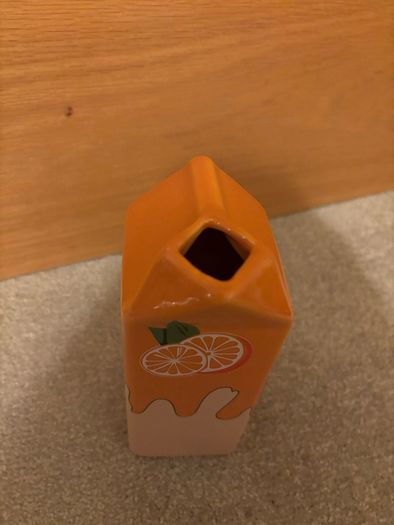 Vintage Ceramic Orange Juice Carton Shaped Vase