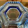 Vintage Large Art Deco Blue Glass Footed Bowl Image 9