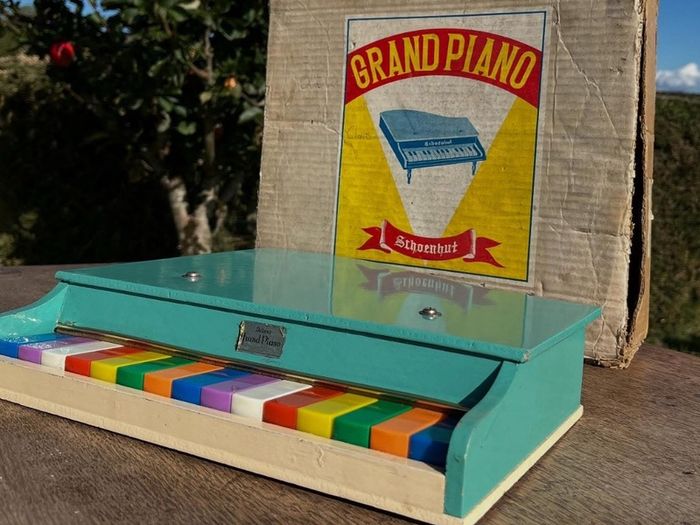 Vintage 1960s toy grand piano in original box