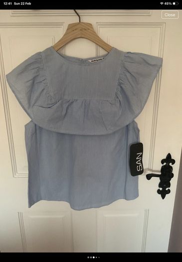 top bnwt size 12 blue frilled summer top