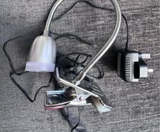 Silver metal clip-on lamp in very good condition