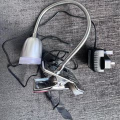 Silver metal clip-on lamp in very good condition