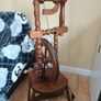 Vintage Mahogany Spinning Wheel Floor Lamp Image 2