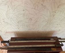 Pair Decorative Sabres   Cavalry Style Swords with Scabbards  Vintage Wall Display