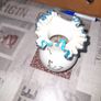 Antique Fenton Milk Glass Vase Ruffled Sky Blue Rim, Postage Available or Collection Image 4