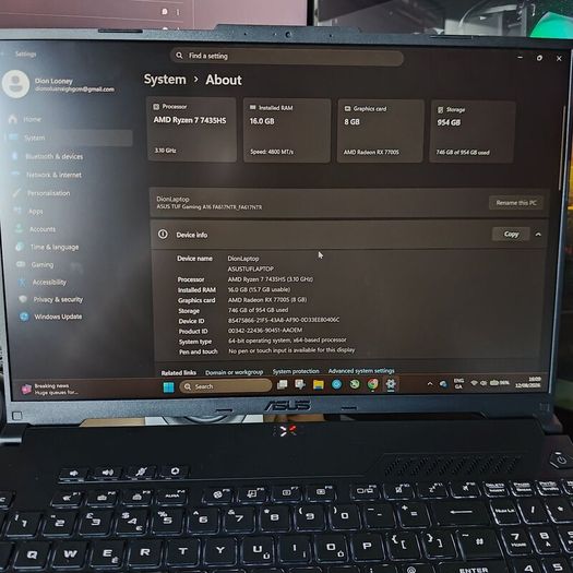 ASUS TUF Gaming A16 Advantage Edition  Ryzen 7