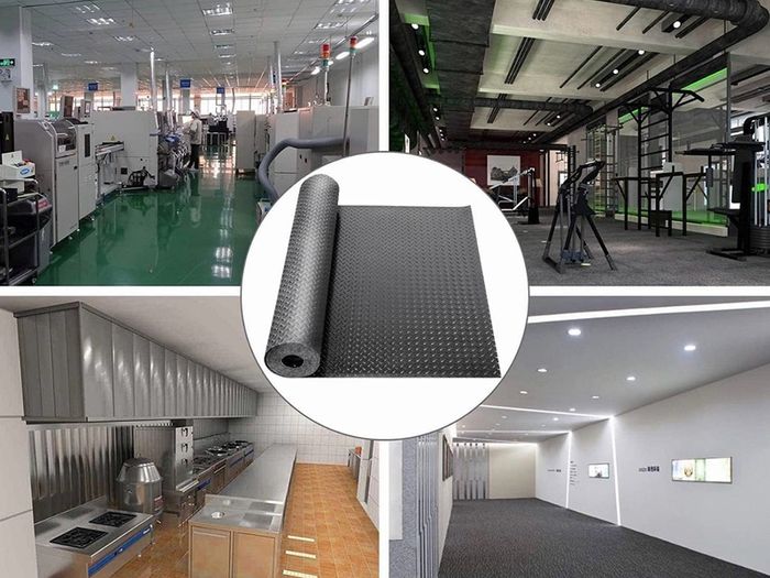 Rubber Garage Floor Mats 1M x 5M / 3.3Ft x 16.4Ft Anti-Slip Diamond Plate Mat 3mm Thick Heavy Duty Commercial Flooring Mat Roll for Under Car, Gym, Garage, Warehouse, Black