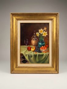 Still Life Oil Painting 1960s Belgian School