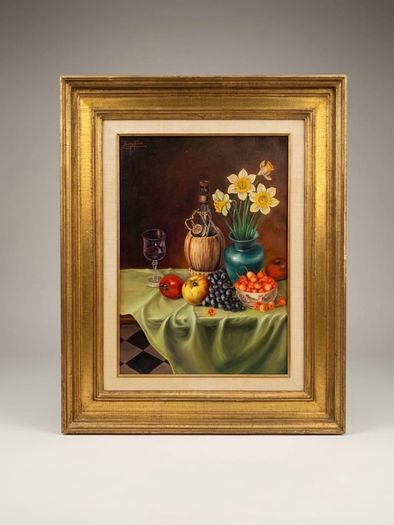 Still Life Oil Painting 1960s Belgian School
