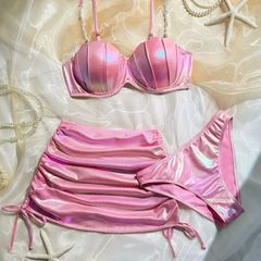 3 pieces set glossy bikini/swimsuit