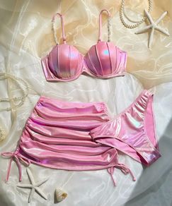 3 pieces set glossy bikini/swimsuit