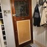 Teak front door with stained glass panel Image 2