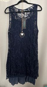 Blue Vanilla Navy Lace Tunic With Pendant