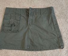 Vintage Y2K Olive Green Cargo Mini Skirt - Size 10