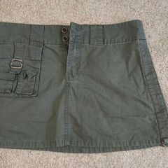 Vintage Y2K Olive Green Cargo Mini Skirt - Size 10