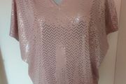F&amp;F beige sequin dressy v-neck top size UK12 EU40 Perfect condition Postage included