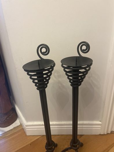 Pair of Wrought Iron Candle Holders