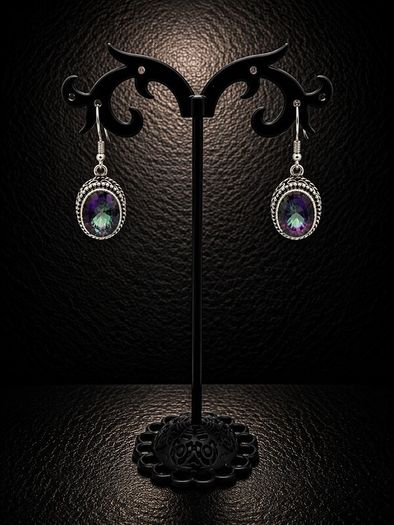 Vintage 925 Sterling Silver & Mystic Topaz Ornate Earrings