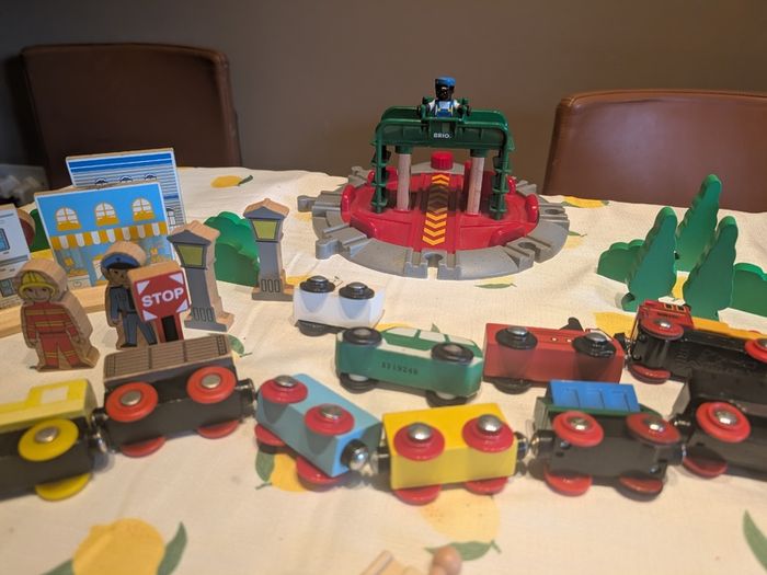 200-piece BRIO wooden train track and trains set