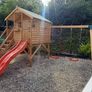 Wooden Treehouses with slide and 2 swings Image 2