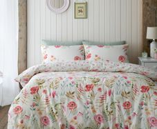 Catherine Lansfield Ella Poppy Cream Reversible Double Duvet Cover Set