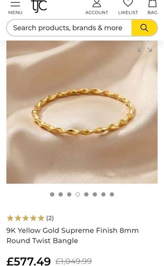 9 ct yellow gold  round twist bangle