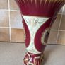 Tester Ornate Porcelain Burgundy Red/ Gold 10.5" handpainted Vase Image 4