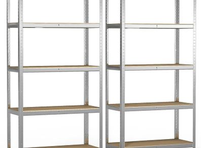 5-Tier Heavy Duty Shelving Units, Set of 2 Metal Storage Racking for Garage, Shed, Workshop & Warehouse, Freestanding Shelves, Load Capacity 875kg, 180 x 90 x 40 cm