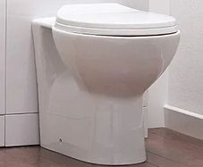 Essentials Compact Bathroom Round Back to Wall WC Toilet Pan with Soft Closing Seat - 515mm Deep