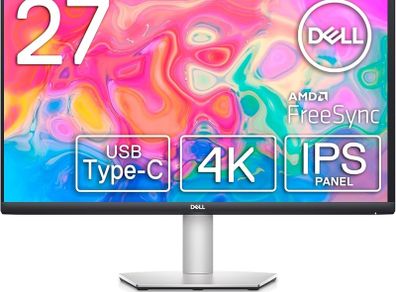 Dell S2722QC 27-inch 4K UHD 3840 x 2160 60Hz Monitor 8MS Grey-to-Grey Response Time (Normal Mode) Built-in Dual 3W Integrated Speakers 1.07 Billion Colors Platinum Silver